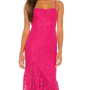 Heart of Gold Maxi Dress (XS), fuchsia pink, lace